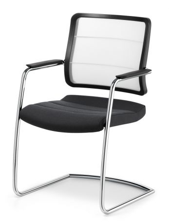 Кресло для посетителя AirPad на раме натуральная кожа / черная