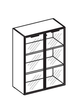 Шкаф средний широкий со стеклянными дверьми венге полосатый (шпон)