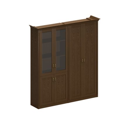 Шкаф высокий комбинированный (для одежды + для документов со стеклянными дверями) дуб мелвилл