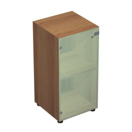 Шкаф низкий узкий со стеклом венге