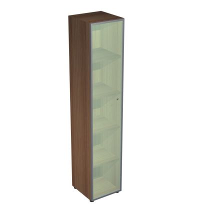 Шкаф высокий узкий со стеклом венге