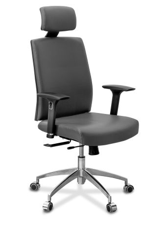 Кресло персонала Alfa X/SL/3D/H экокожа экокожа премиум / серо-коричневая CN6