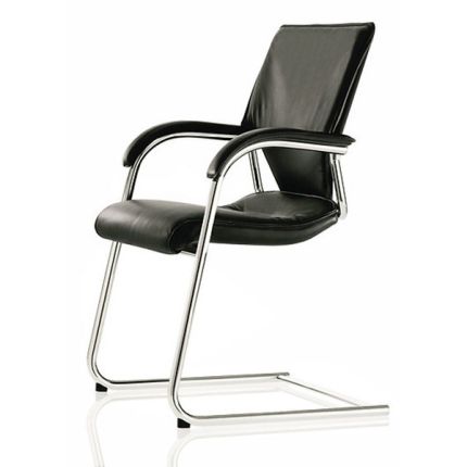 Кресло для посетителя Modus на полозьях натуральная кожа / бежевая 74/67