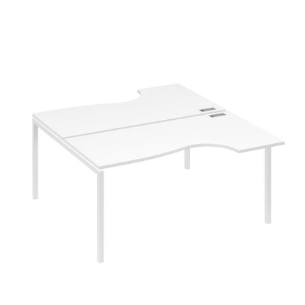 Рабочая станция DUE (2х160) столы эргономичные Классика белый премиум / металлокаркас белый