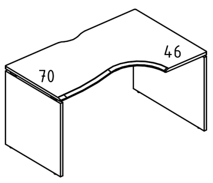 Стол эргономичный "Классика" на каркасе ДСП (1 скос) правый вяз либерти / мокко премиум