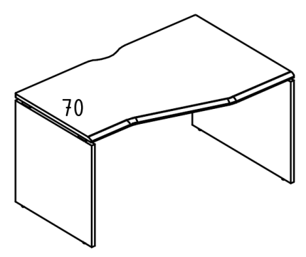 Стол эргономичный "Техно" на каркасе ДСП (1 скос) правый вяз либерти / мокко премиум