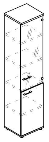 Шкаф узкий прозрачной дверью (топ ДСП) вяз либерти / мокко премиум