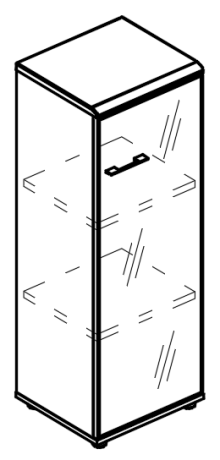 Шкаф средний узкий дверь стекло в рамке правый (топ МДФ) вяз либерти / мокко премиум