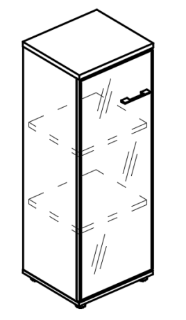 Шкаф средний узкий дверь стекло в рамке левый (топ ДСП) вяз либерти / вяз либерти