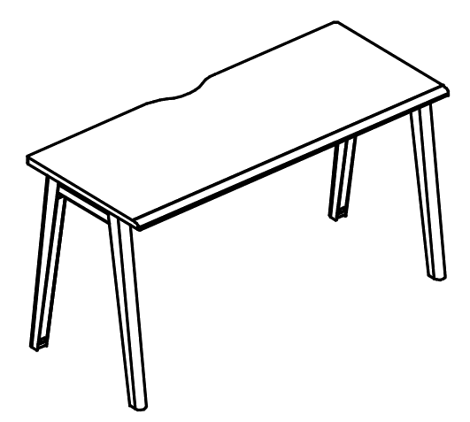 Стол письменный на каркасе МТ (1 скос) вяз либерти / белый, вставка мокко
